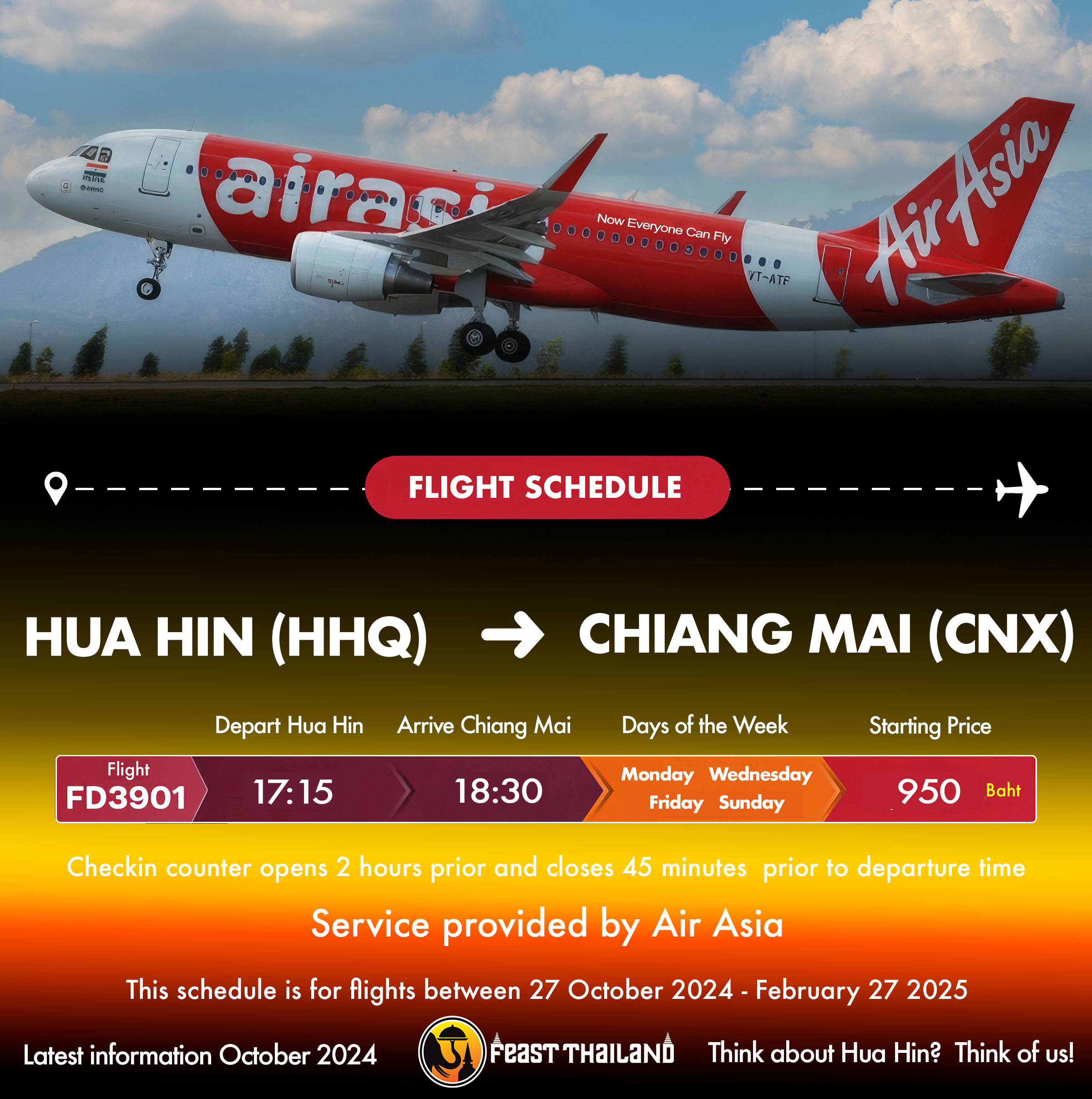 Hua Hin to Chiang Mai Schedule